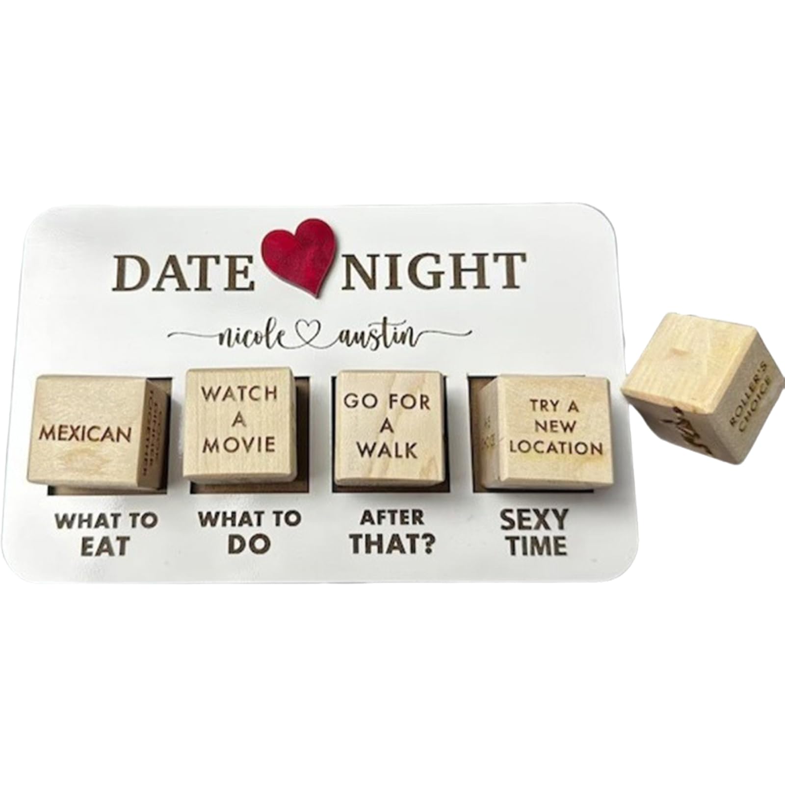 Acpetdr Wooden Date Night Dice Romantic Couples Games with Pouch Storage, Novelty Action Decision Dice Games Date Night Ideas for Couples Valentine's Day Birthday Wedding
