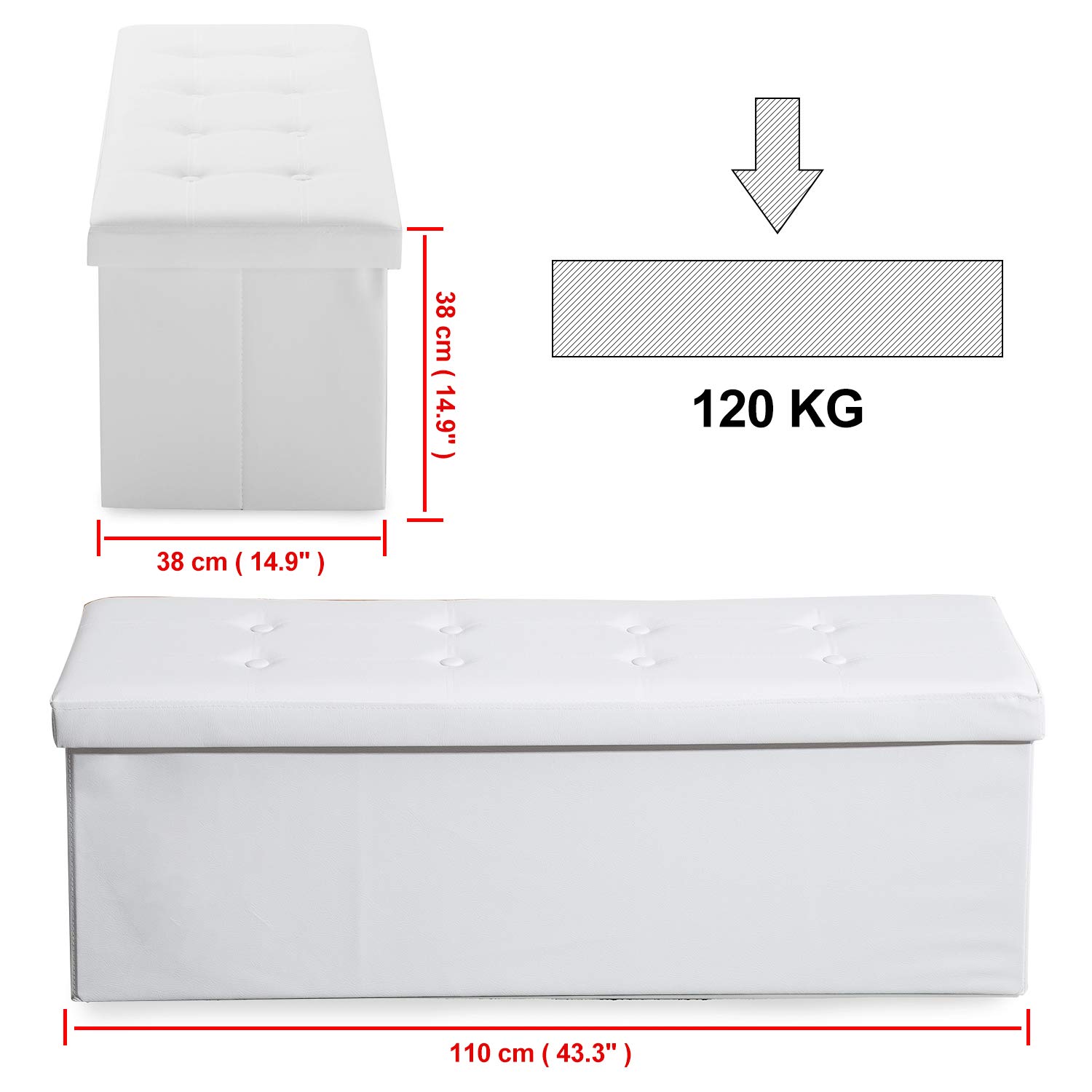 Jardín Beige XMAF Silla de Almacenamiento de Banco con 120 L de Espacio