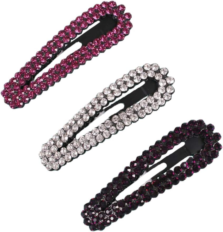 Minkissy 3pcs Rhinestone Bobby Clip Hair Pins Snap Hair Clips Hair Barrettes for Woman Girl (Random Color) - Image 5
