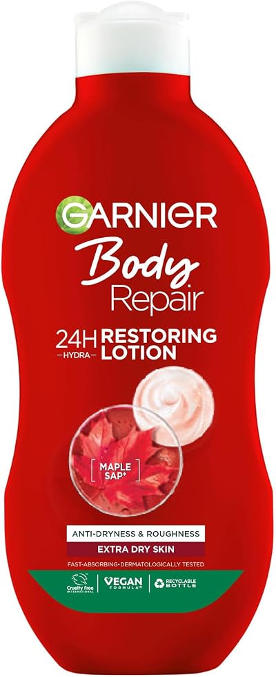 Garnier Body Repair Restoring Moisturiser 400ml Maple Sap Extra Dry Rough Skin