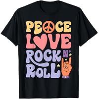 T-Shirt Peace Love Rock – Vert – Taille L – 100% Coton – USA – NEUF