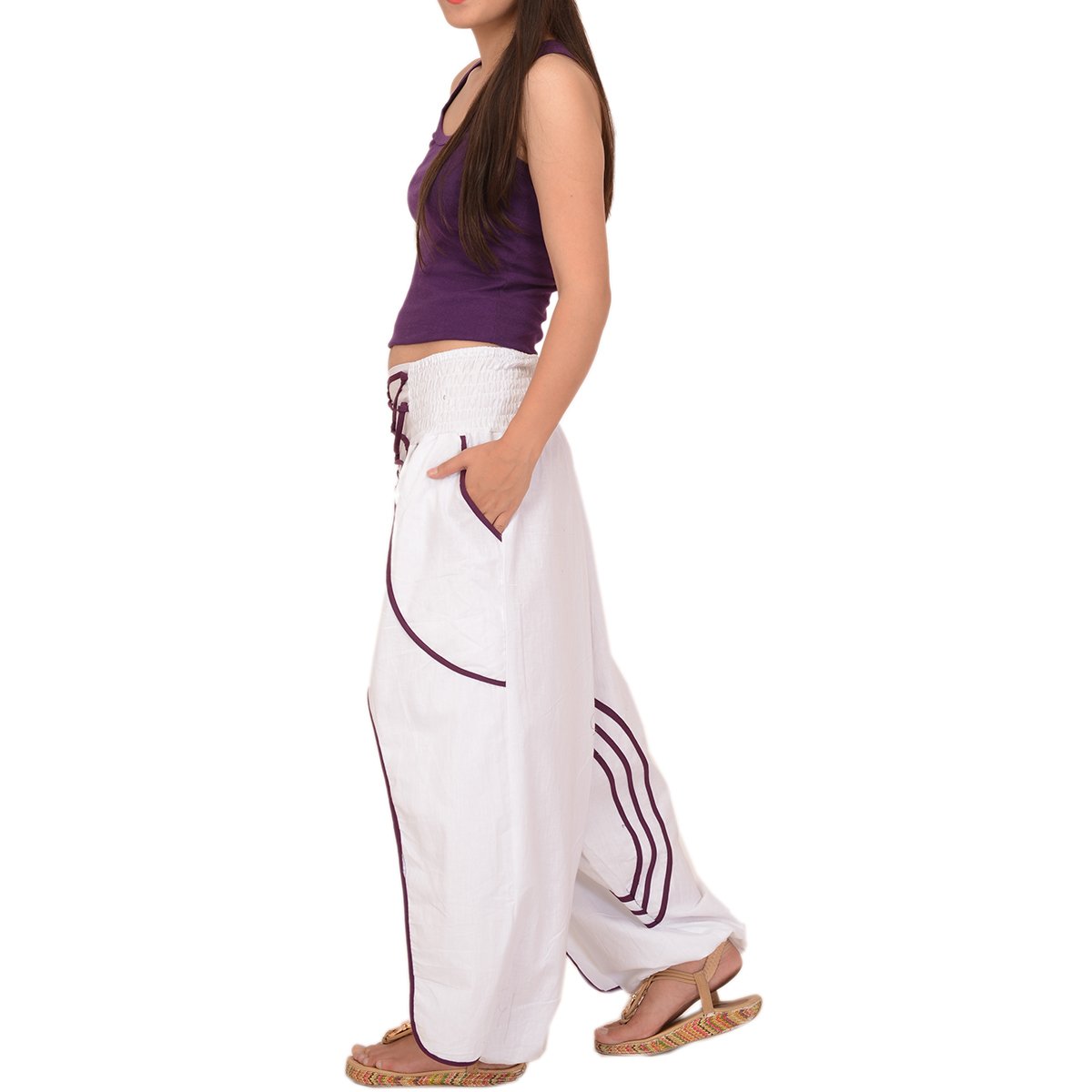 sns yoga cotton afgani yoga trouser for women (white)