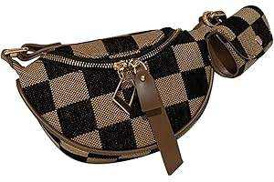 Unique Women's Brown Checkered Crossbody Bag Canvas Shoulder Bags Chest Pack Satchel For Enhancing Your Overall Look Checkere