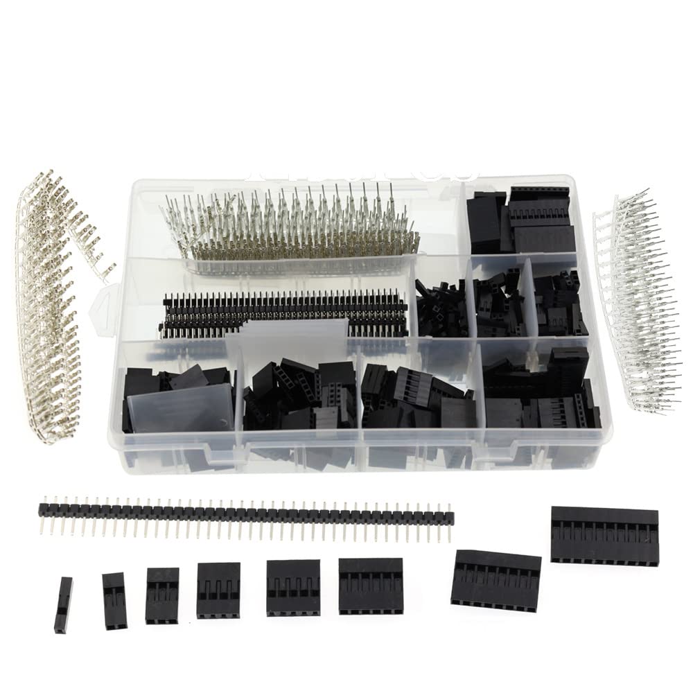 1450pcs 2.54mm Pitch Male Female Pin Crimp Header Connector Assortment Kit Jumper Wire Cable Connector Housing