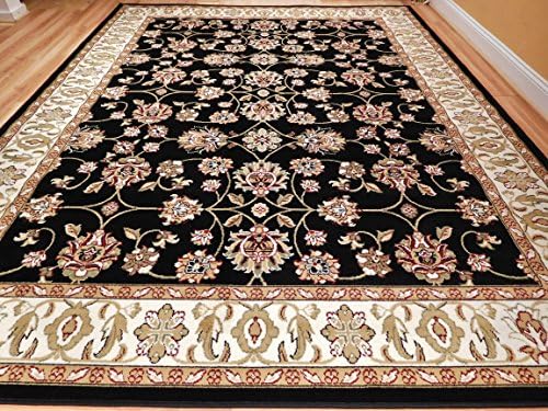 Traditional Persian Door Mat Rugs for Living Room, Entrance Turkish Carpet, Entryway Rug, Easy to Clean, Stain Resistant, Pet Friendly, Foyer Rugs, Washable Rugs, (Black, Small 2x3)