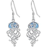 PEIMKO 925 Sterling Silver Turquoise Exquisite Jellyfish Dangle Earrings Boho Style Drop Earrings Jewelry Gifts for Women Mother