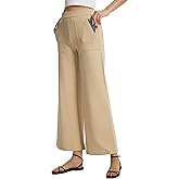 AFITNE Women's Wide Leg Yoga Dress Pants High Waist Stretchy Pull On Work Pants Cropped Casual Lounge Ankle Pants