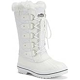 POLAR Womens Snow Boot Nylon Tall Winter Fur Lined Snow Warm Waterproof Rain Boot