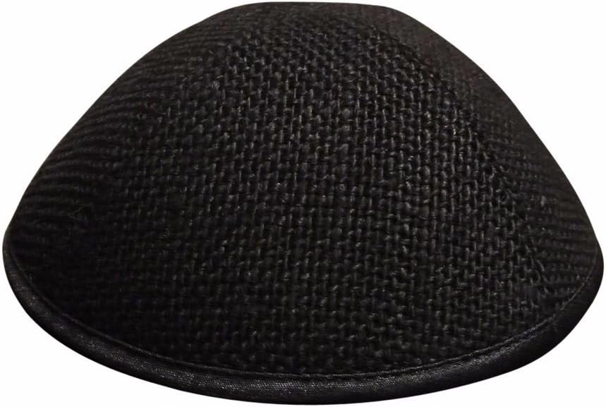 iKippah Pattern Black Burlap 8.25 inch Yarmulke