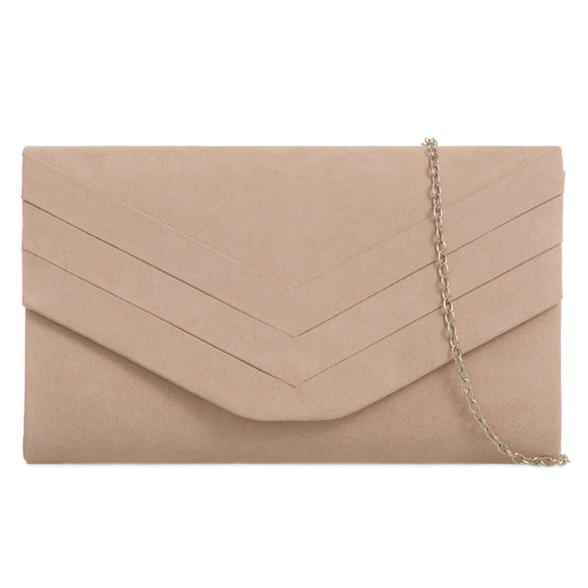 fi9 Women's Stylish Suede Envelop Style Bridal Wedding Evening Clutch Party Purse Hand Bag (Nude)