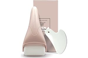 ROSELYNBOUTIQUE Gua Sha Facial Tools & Face Roller Stick - Muscle Facial Massager Tools for Wellness Relaxation (Beige White)