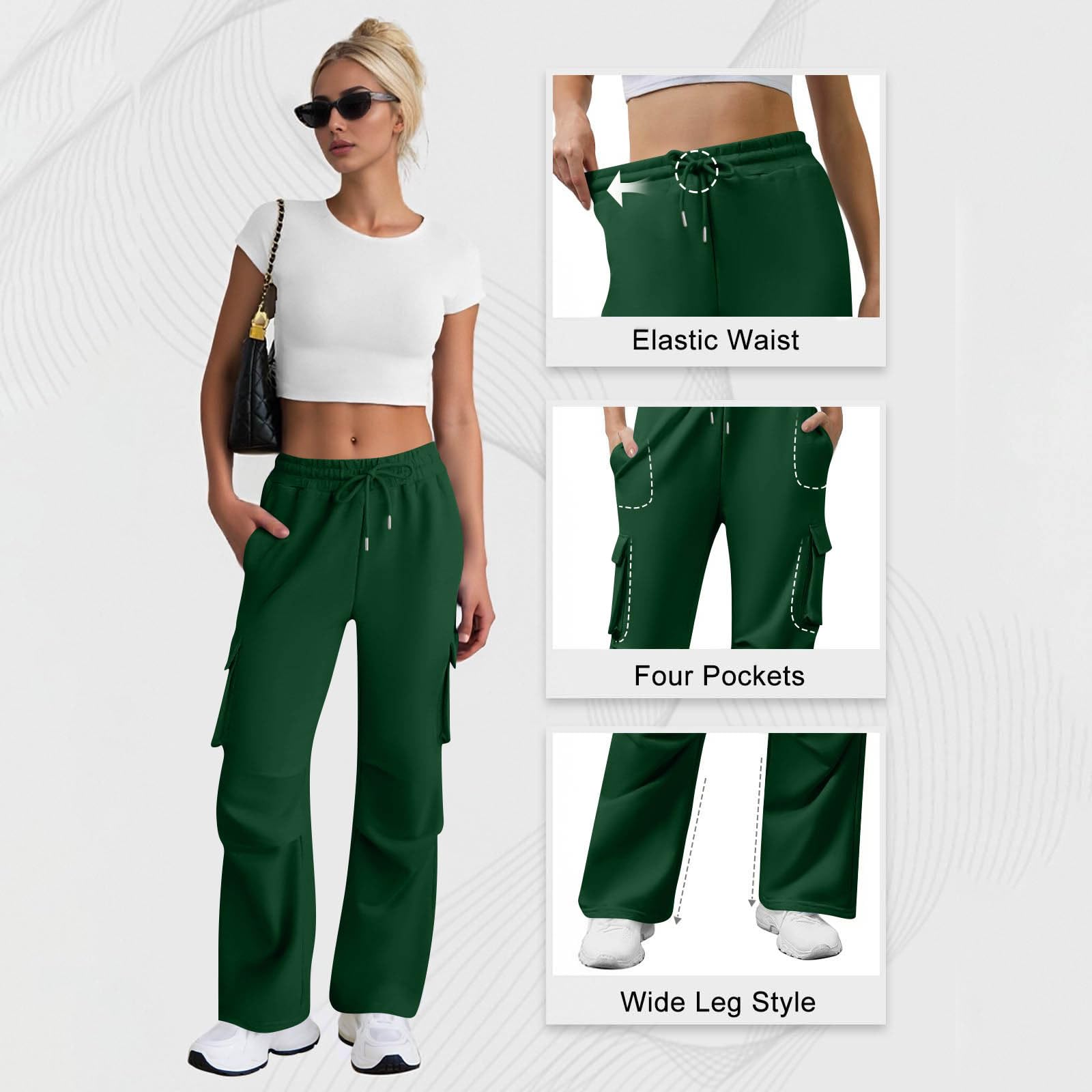 Women's Sweatpants Straight Leg Joggers Tracksuit Bottoms with Pockets Casual Jogging Pants Sports Trousers for Yoga Fitness Gym Lounge Wear Army Green