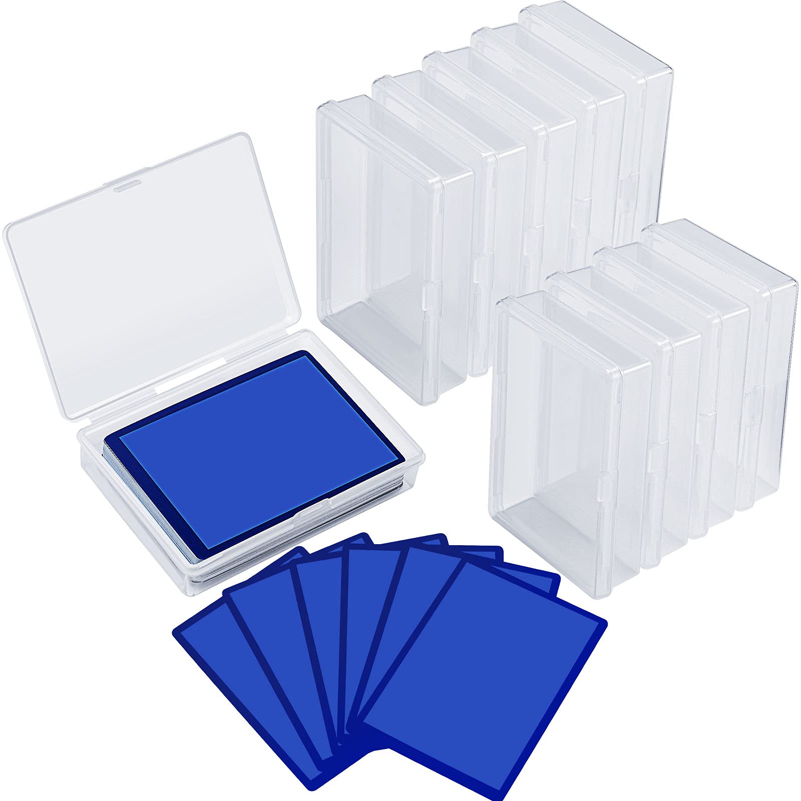 Photo 1 of 10 Pieces Playing Card Box Case Trading Card Storage Organizer 3.8 x 2.7 x 0.8 Inch Clear Case Empty Plastic Storage Box for Gaming