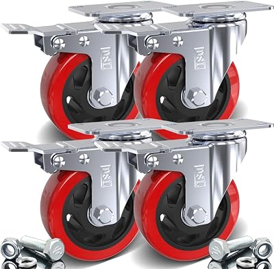 DSL Heavy Duty 4x 100mm Swivel Castor Wheel 700kg Braked Trolley Furniture