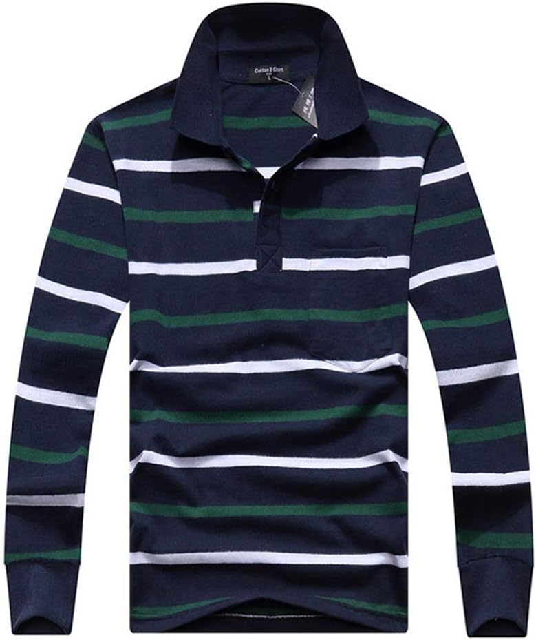 ZBSPORT Mens Business Work Cotton Polo T Shirt Long Sleeve Pique Casual Golf Top