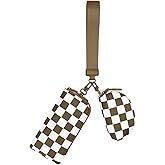 AMZFROG Checkered Dual Pouch Wristlet Wallets for Women Fits Phone Small Travel Zip Around Wallet with Coin Purse
