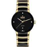 Rado - Centrix - Unisex Automatic Swiss Watch - 39mm Black Dial with Date - Gold &amp; Black High-Tech Ceramic Bracelet - R30008712