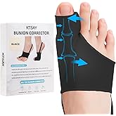 KTSAY 2PCS Bunion Corrector for Women & Men, Big Toe Straightener with Splint & Pads, Comfortable & Breathable for Day/Night Support, Hallux Valgus Pain Relief Non-Slip Socks (1, Black)