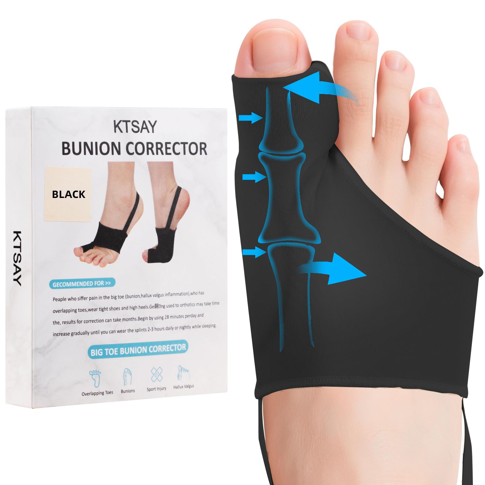 Photo 1 of KTSAY 2PCS Bunion Corrector for Women & Men, Big Toe Straightener with Splint & Pads, Comfortable & Breathable for Day/Night Support, Hallux Valgus Pain Relief Non-Slip Socks