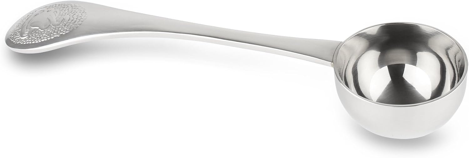 Café Olé CS-325/C Scoop for Ground Coffee Beans with Elegant Stamped Engraved Handle Espresso Shot, Stainless Steel - Image 3