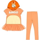 Bluey Bingo Girls Cosplay T-Shirt Dress and Leggings Outfit Set Toddler to Big Kid