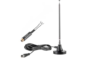 Eifagur 75 Ohm 300 Ohm Magnetic Base FM Radio Telecopic Antenna with 10ft Coaxial Cable for Stereo Receiver Digital HD Radios and Home Theater System