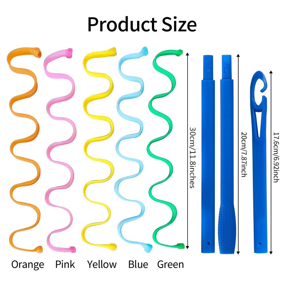 30 Pcs Wave Curls Formers Styling kit, Magic Water Ripple Hair Rollers, No Heat Hair Curlers Spiral Curls Styling Tools With 2 Pcs Styling Hooks, For Most Women Girls Hairstyles (30cm/11.8inch)… : Beauty