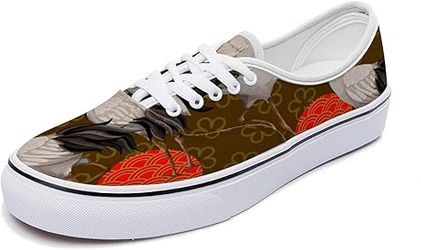 Amazon Co Jp スリッポンスニーカー キャンバスシューズ スニーカー 和風 和柄 鶴柄 レースアップシューズ デッキシューズ カジュアルシューズ ウォーキングシューズ 靴 メンズ シューズ レディース ローカット カジュアル ホーム キッチン