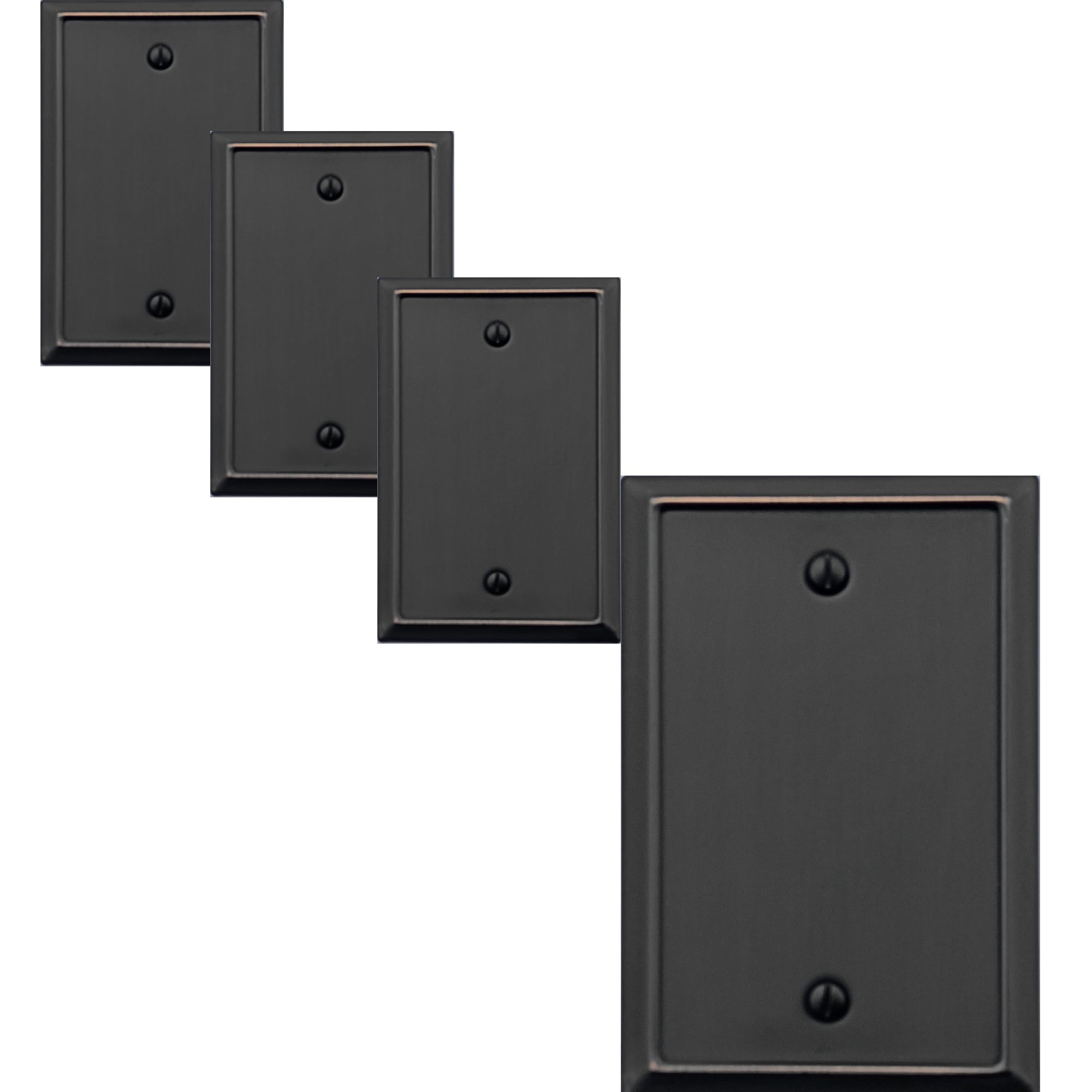 Photo 1 of OKAWYC Single Blank Light Switch Cover Aria Metal Wall Plate, 4-Pack Aged Bronze 1 Gang, Light Switch Cover Outlet Cover Decorative Wallplate, Durable