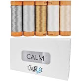 Aurifil Designer Thread Calm Collection AC80CC5 - Premium Cotton Quilting Thread Set, Assorted Neutral Colors, 50 Weight