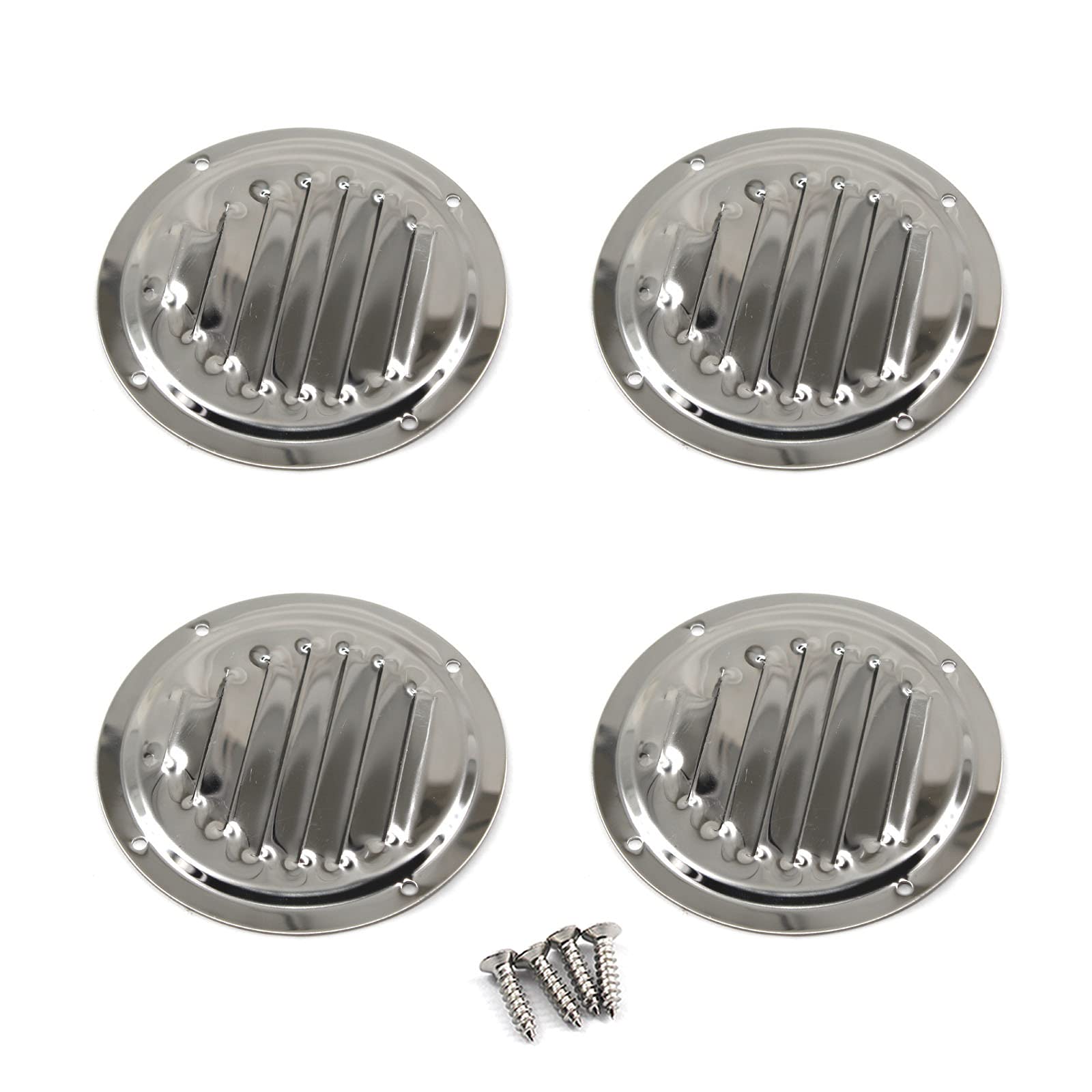 Ø4 Inch 316 Stainless Steel Round Air Vent Grille Cover Circular Ventilation Cover (4 Pieces)