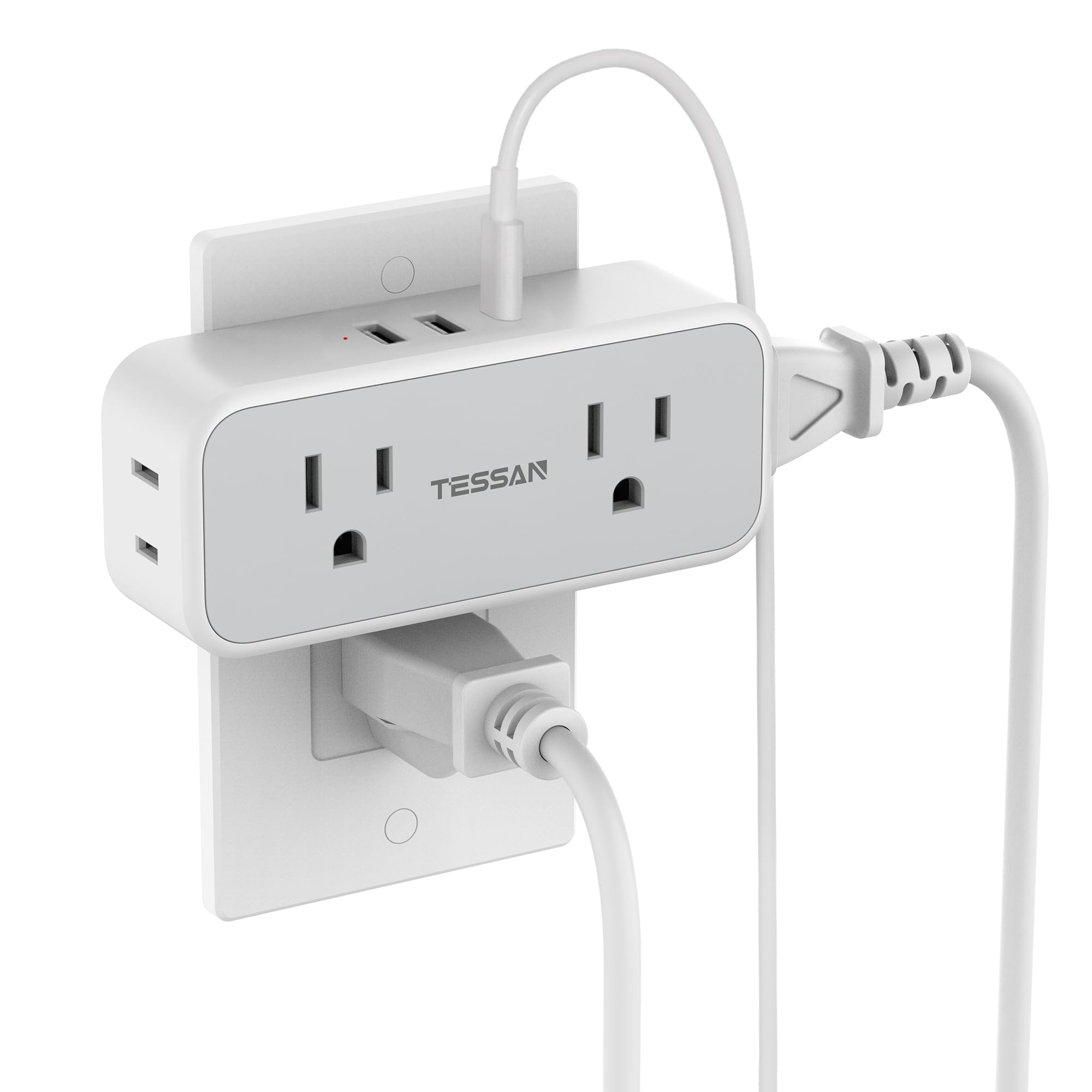 Photo 1 of 20W PD Surge Protector Outlet Extender, TESSAN Multi Plug Splitter with 4 Electrical Outlets 3 USB Ports(1 USB C), Multiple Plug Wall Expander for Home Office Dorm Room Essentials