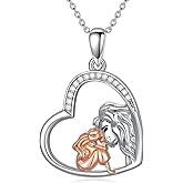 YAFEINI Highland Cow Necklace Crystal 925 Sterling Silver Highland Cow Pendant Jewelry for Women Girls