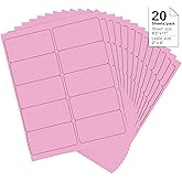 2" x 4" Colored Address Labels, 200 Bright Pink Label Stickers- Laser/Ink Jet Printer Mailing Labels, 8.5"x11" 20 per Sheet