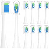Replacement Heads Compatible with Auraglow Sonus Electric Toothbrush,for Auraglow Electric Toothbrush,with Cover Cap,10 Pack (White, Medium)