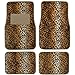 BDK Carpeted 4 Piece Mat Leopard Animal Print Auto Car Vehicle Universal Fit (Beige)