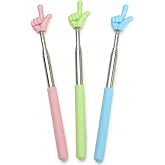 3-Piece Extendable Finger Pointer Set for Classroom and Presentations | Three colorful hand-shaped pointers extend for reading, charts and presentations; lightweight handles retract for storage.