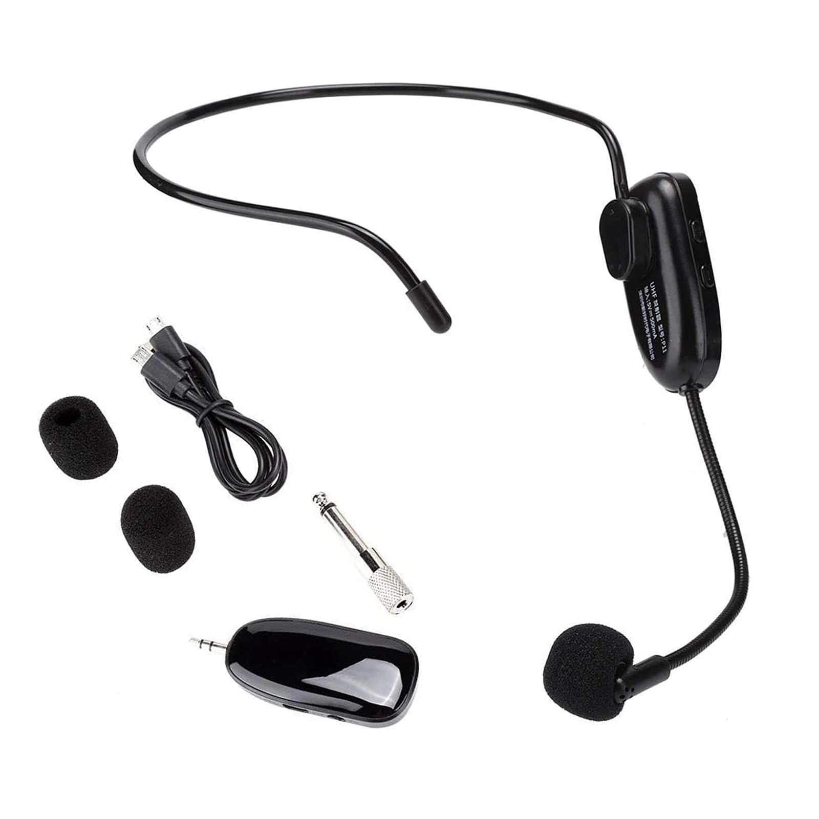 Wireless Microphone System, UHF Professional Head-Wear Mic for Voice Amplifier Computer, Long Transmission Distance, for Teaching, Guides, Presentations, Conferences