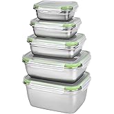 UPTRUST Stainless Steel Food Storage Containers | Leak Proof & Airtight Lids | Set of 5 Containers, Dishwasher & Freezer Safe, Green