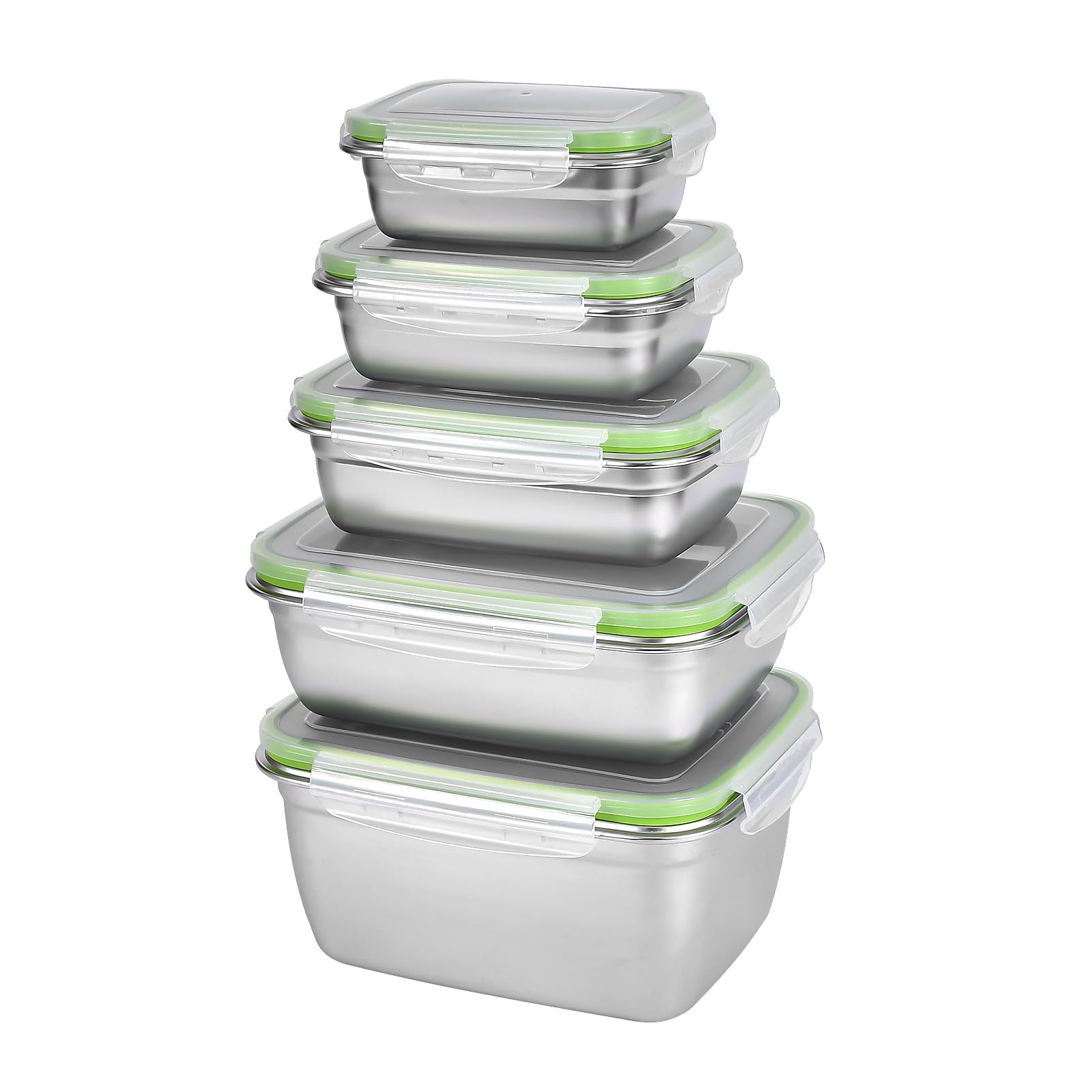 Photo 1 of UPTRUST Stainless Steel Food Storage Containers | Leak Proof & Airtight Lids | Set of 5 Containers, Dishwasher & Freezer Safe, Green