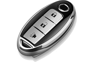Tukellen Compatible with Nissan Key Fob Cover Soft TPU Key Case for Infiniti X-Trail Rogue Altima Quest Pathfinder Sentra Patrol CIMA Fuga Armada Teana Murano 3 Buttons Key Shell-Silver