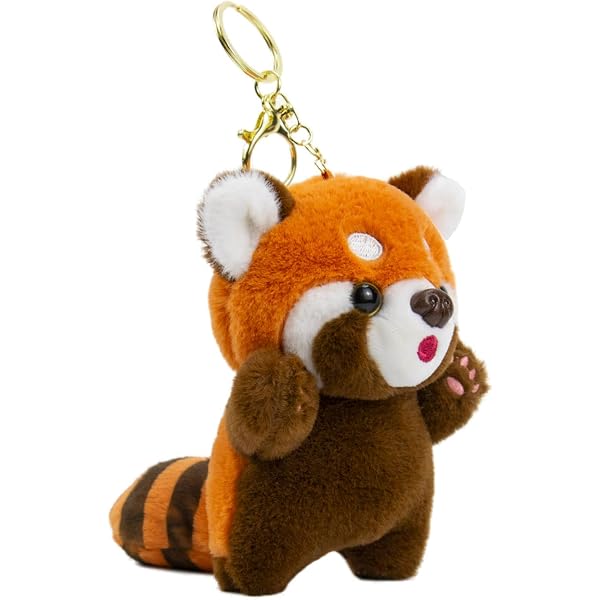 Porte-clés En Peluche Panda Roux Mignon - Animal Kawaii Pour Sac à Dos, Clés De Voiture - Cadeau Femme - 3