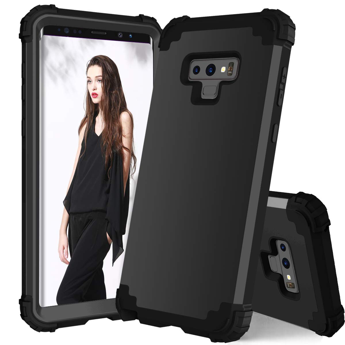 SHUANGFANG Samsung Galaxy Note 9 Protective Case,Defender Full Body Protection Rugged case Galaxy Note 9 (2018) (Note9 L Black)