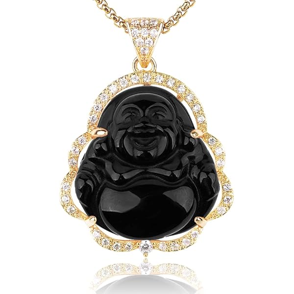 Amazon.com: Iced Laughing Buddha 綠色翡翠吊墜項鍊繩鏈正品