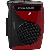 GPX Portable Cassette Player, Compatible With Headphone, 3.54 x 1.57 x 4.72 Inches, Requires 2 AA Batteries - Not Included, Red/Black (CAS337B) Black/Red