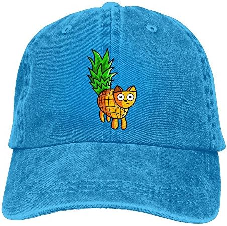 AOSHICO Pineapple Cat Plain Washed Dad Solid Cotton Polo Style Baseball Cap Hat RoyalBlue