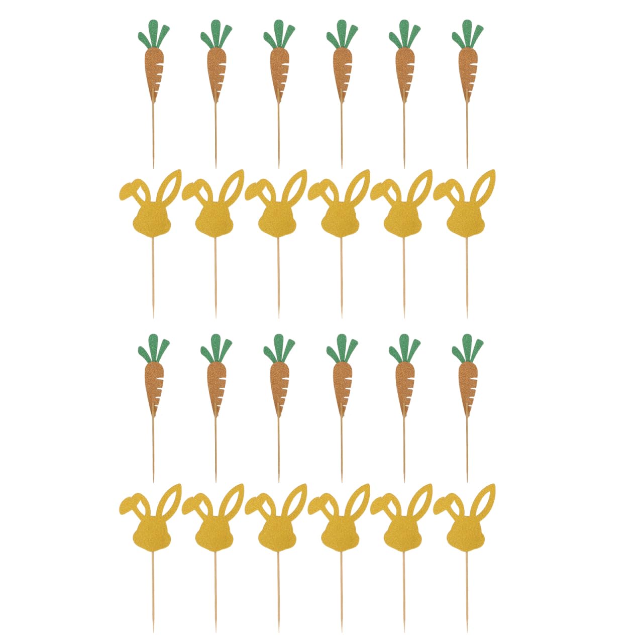 NUOBESTY 24pcs Easter Cupcake Toppers Bunny Cake Topper Carrot Dessert Picks for Easter Party Decorations