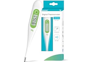 Femometer Thermometer for Adults and Kids, Digital Thermometer with Fever Alert, Memory Recall, C/F Switchable, for Oral, Rectal or Under Arm Use, Green