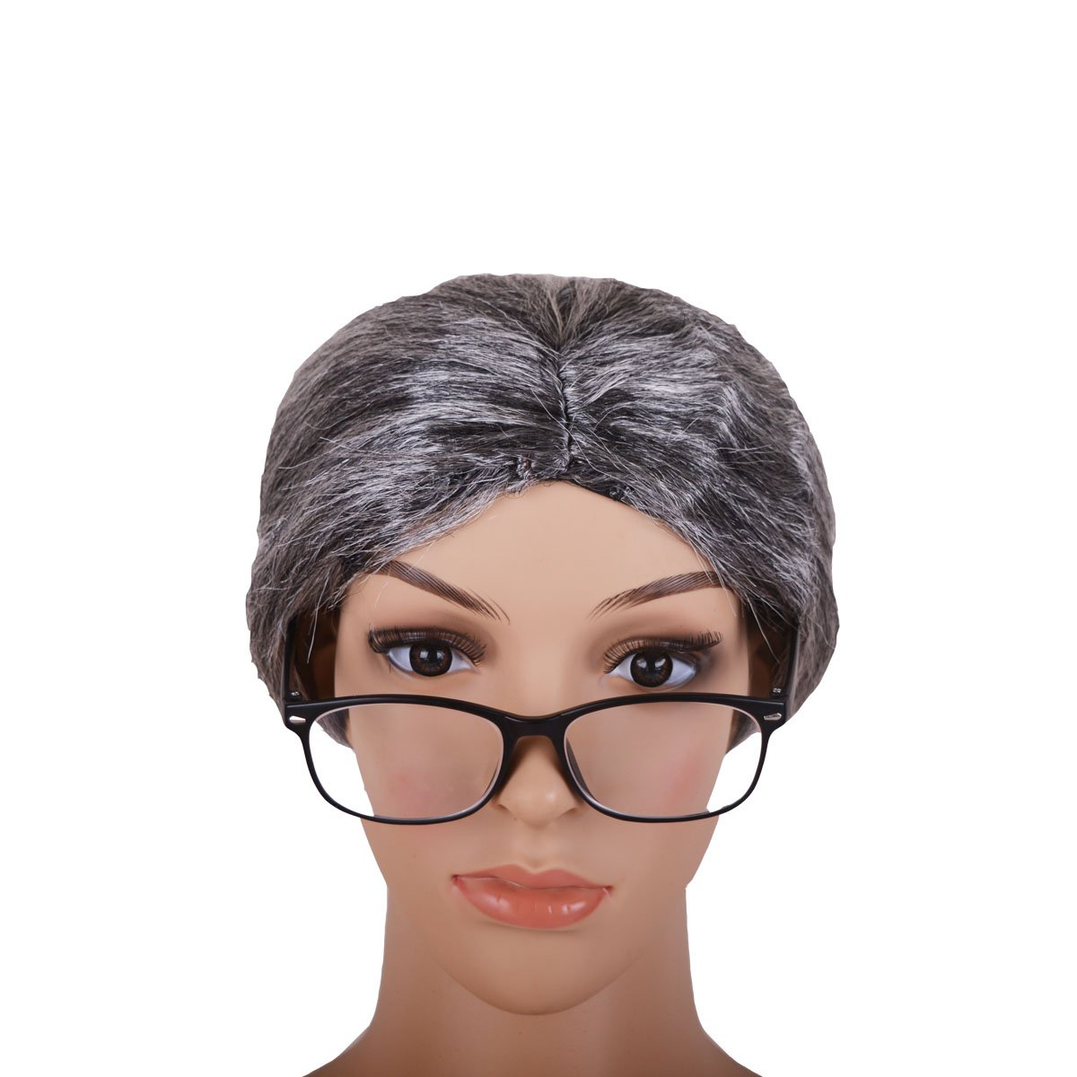 Adult Old Woman Lady Grandma Granny Grey Gray Bun Wig Costume