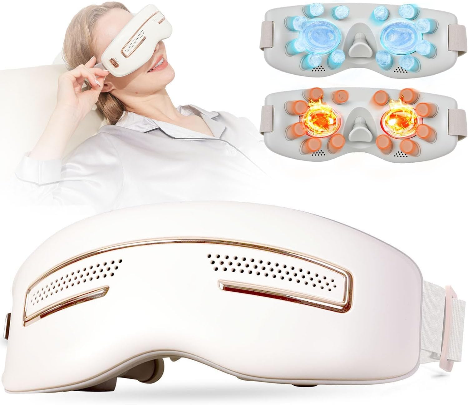 Photo 1 of Eye Massager with Heat and Cooling for Migraines, Birthday Gifts for Women, 15 Massage Nodes for Eye Strain Relief,Rechargeable Bluetooth Music Eye Massager Improve Sleep, Birthday Gifts for Women/Men